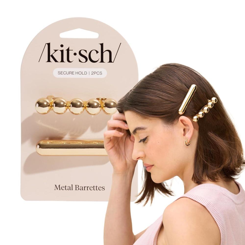 imageKitsch Gold Hair Barrettes For Women Stylish Durable ampamp Elegant Metal Hair Clips for Women for Everyday or Special Occasions Cloud ampamp Bubble Design Ideal Gifts for Women2pc Set