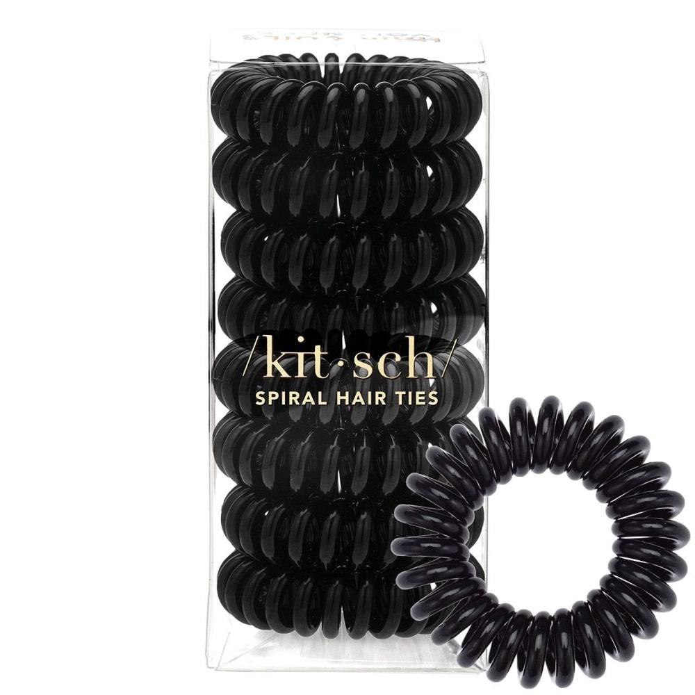 imageKitsch Spiral Hair Ties for Women Creaseless and Dentfree Black Hair Ties No Damage Phone Cord Coils Made of Flexible and Durable Plastic Ideal for Daily Use 8pcsBlack