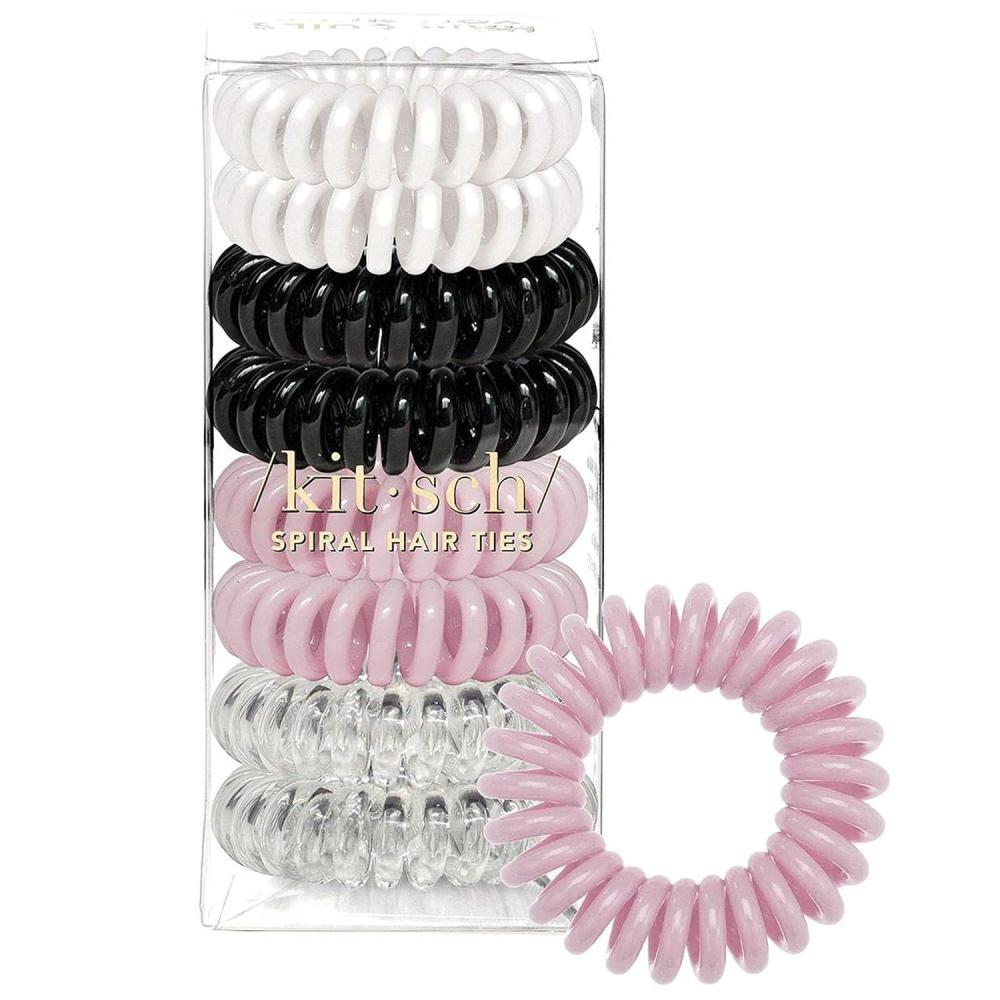 imageKitsch Spiral Hair Ties for Women Creaseless and Dentfree Black Hair Ties No Damage Phone Cord Coils Made of Flexible and Durable Plastic Ideal for Daily Use 8pcsWatercolor