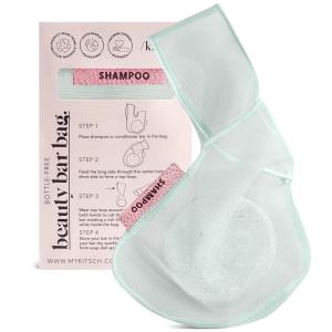 Kitsch Bar Soap Saver Bag – Patented Mesh Bag Soap Holder for Shampoo and Conditioner Bars – Extends Use & Prevents Soggy Mess – Recycled Mesh Beauty Pouch, Eco-Friendly – Black(Mint)