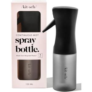 Kitsch Continuous Spray Bottle for Hair – Fine Mist Water Mister & Water Spray Bottle – Recycled Hair Spray Bottle – Spray Bottles for Cleaning, Styling, Plants & More – Black, 150ml(Black)