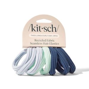 Kitsch Hair Ties No Damage – Strong, Stretchy Hair Bands | Soft Nylon Ponytail Holders, Snag-Free Rubber Bands, Perfect for Updos & Braids | Ideal Gifts for Women – Black, 8pcs(Garden Bouquet)
