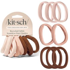 Kitsch Hair Ties No Damage – Strong, Stretchy Hair Bands | Soft Nylon Ponytail Holders, Snag-Free Rubber Bands, Perfect for Updos & Braids | Ideal Gifts for Women – Black, 8pcs(Rosewood)