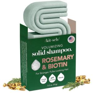 Kitsch Rosemary & Biotin Shampoo Bar – For Hair Growth, Strengthening, Thickening & Volumizing Shampoo for Women and Men – Free of Parabens, Sulfates & Silicones – Made in USA – 3.2 oz