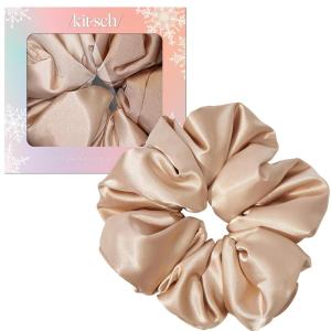 Kitsch Satin Scrunchies for Women – No Crease Hair Ties for Girls | Scrunchies For All Hair Types and Textures, Perfect for Day or Night | Ideal Gifts for Women – Assorted Cherry Blossom, 5pcs(Champagne)