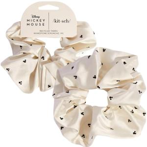 Kitsch Satin Scrunchies for Women – No Crease Hair Ties for Girls | Scrunchies For All Hair Types and Textures, Perfect for Day or Night | Ideal Gifts for Women – Assorted Cherry Blossom, 5pcs(Mickey/Minnie Cream Rhinestone)