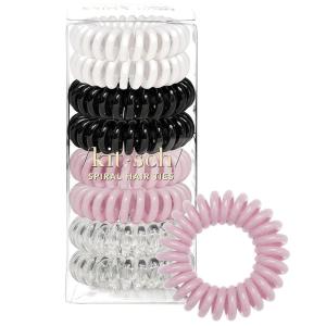 Kitsch Spiral Hair Ties for Women – Creaseless and Dent-free Black Hair Ties No Damage, Phone Cord Coils | Made of Flexible and Durable Plastic | Ideal for Daily Use – 8pcs(Watercolor)