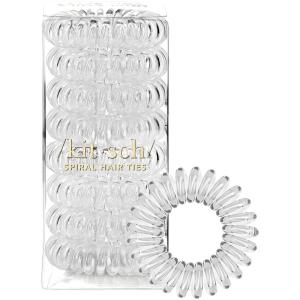 Kitsch Spiral Hair Ties for Women – Creaseless and Dent-free Black Hair Ties No Damage, Phone Cord Coils | Made of Flexible and Durable Plastic | Ideal for Daily Use – 8pcs(Transparent)