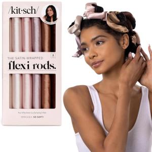 Kitsch XL Flexi Rods for Heatless Curls Overnight – Soft Velvet Hair Rollers for Women – Hair Curlers to Sleep In – Eucalyptus, 4pcs(Rosewood)