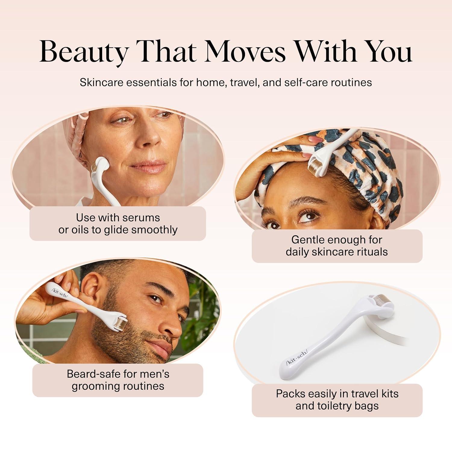 imageKitsch Derma Roller Skin Care Tool ampamp Face Roller for Boosting Absorption of Serums ampamp Oils Beard Derma Roller for Men EasytoUse Beauty Roller for Skin Beard ampamp Hair Growth