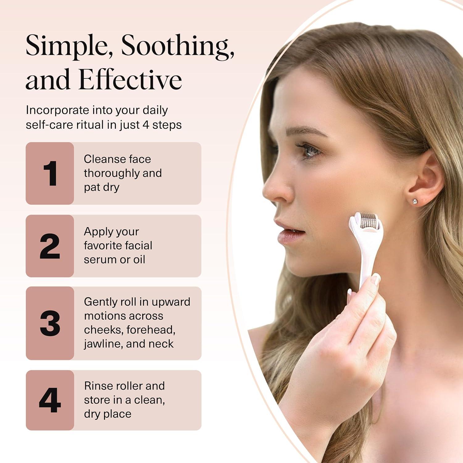 imageKitsch Derma Roller Skin Care Tool ampamp Face Roller for Boosting Absorption of Serums ampamp Oils Beard Derma Roller for Men EasytoUse Beauty Roller for Skin Beard ampamp Hair Growth