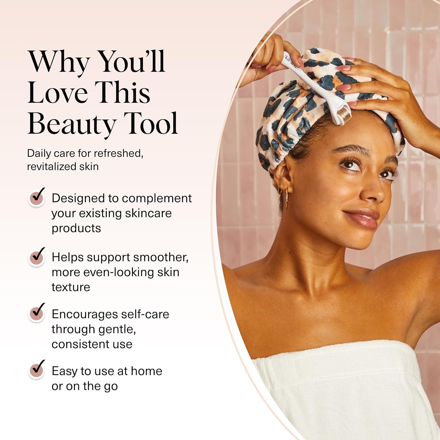 imageKitsch Derma Roller Skin Care Tool ampamp Face Roller for Boosting Absorption of Serums ampamp Oils Beard Derma Roller for Men EasytoUse Beauty Roller for Skin Beard ampamp Hair Growth