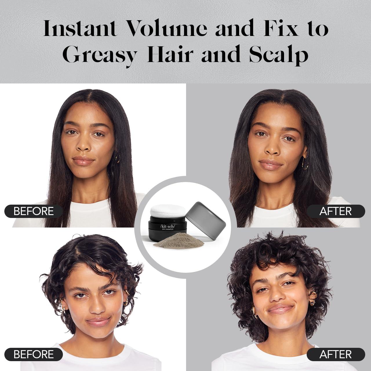 imageKitsch Dry Shampoo Powder for Women ampamp Men Dry Shampoo for Dark Hair wRice Protein Unscented Volumizing No White Cast Non Toxic Non Aerosol Organic Paraben ampamp Benzene Free Travel Size 8g