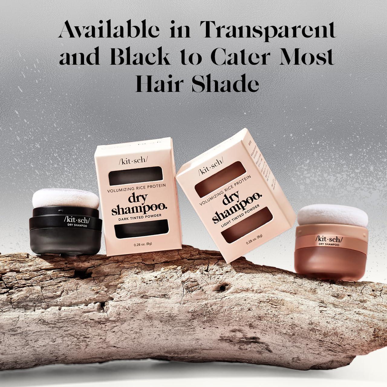 imageKitsch Dry Shampoo Powder with Rice Protein for Women ampamp Men Unscented Volumizing No White CastOrganic Paraben Free ampamp Benzene Free Non Aerosol for Oily and Light Hair Travel Size 8gDark