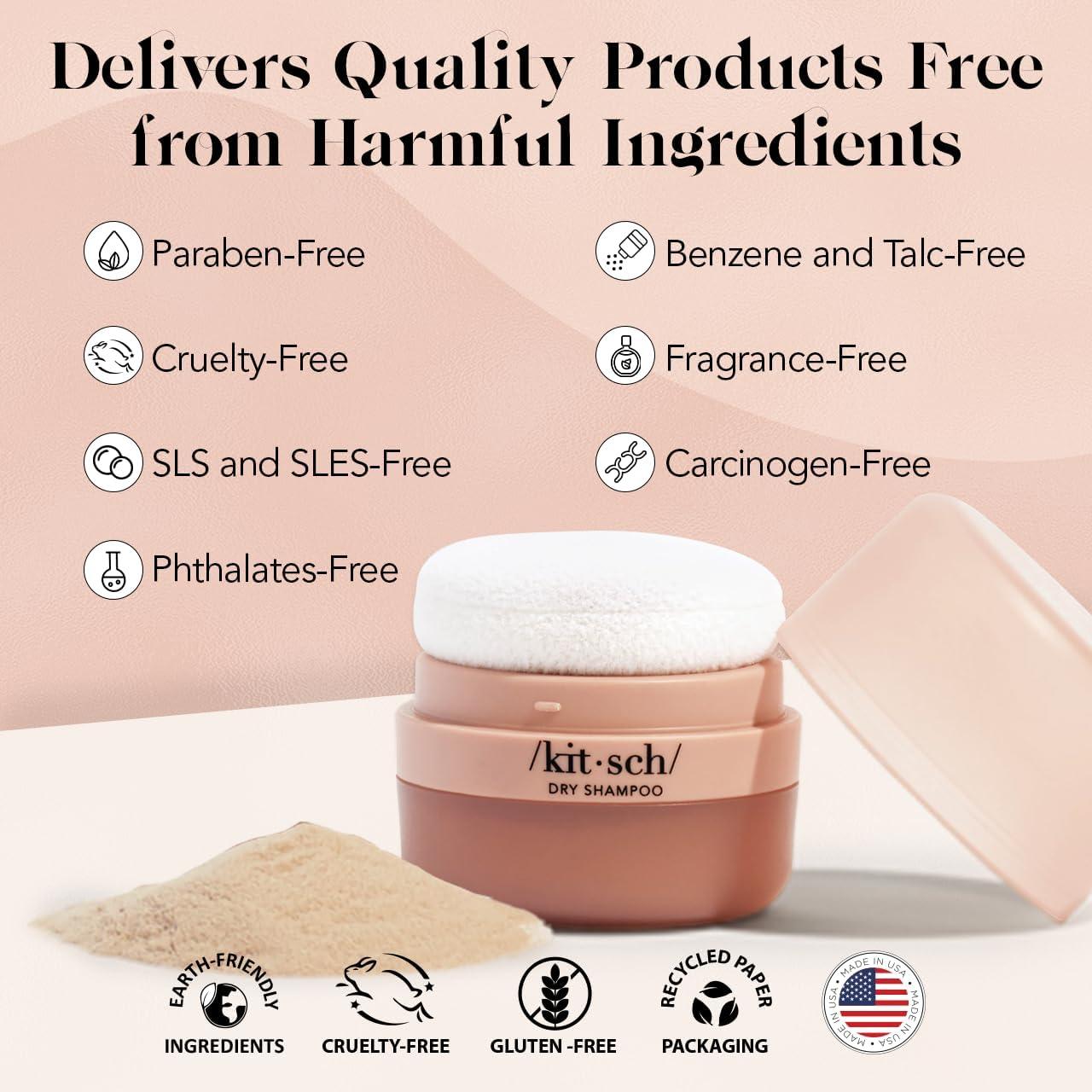 imageKitsch Dry Shampoo for Women Texture Powder for Men For Oily ampamp Light Hair Rice Protein Unscented No White Cast Non Aerosol Organic Paraben ampamp Benzene Free Compact Travel Size 8g