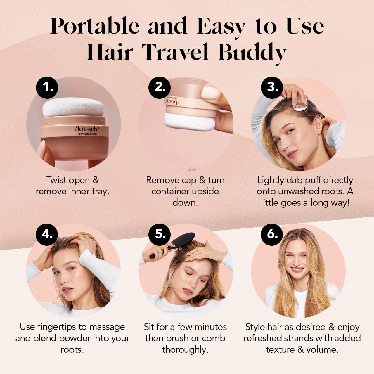 imageKitsch Dry Shampoo for Women Texture Powder for Men For Oily ampamp Light Hair Rice Protein Unscented No White Cast Non Aerosol Organic Paraben ampamp Benzene Free Compact Travel Size 8g