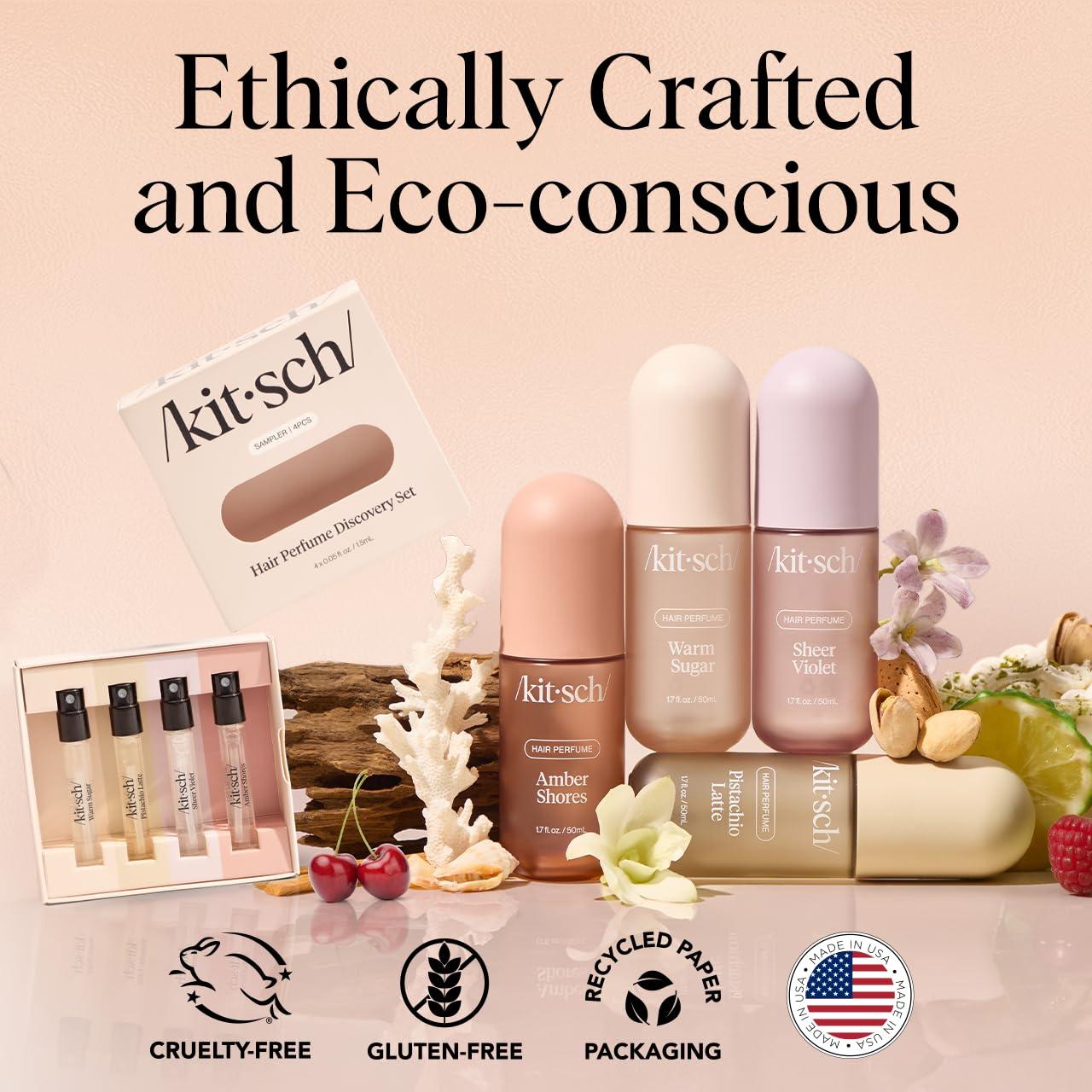 imageKitsch Hair Perfume For Women Discovery Set Pistachio Latte Warm Sugar Sheer Violet ampamp Amber Waves Patented OdorEliminating Technology Hair Spray and Body Mist 4 x 15ml