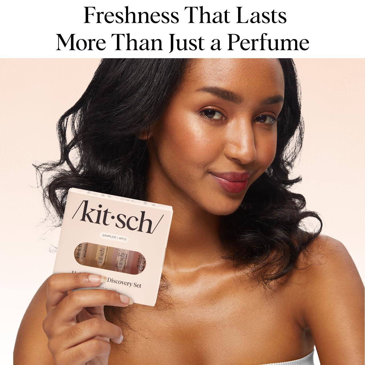 imageKitsch Hair Perfume For Women Discovery Set Pistachio Latte Warm Sugar Sheer Violet ampamp Amber Waves Patented OdorEliminating Technology Hair Spray and Body Mist 4 x 15ml