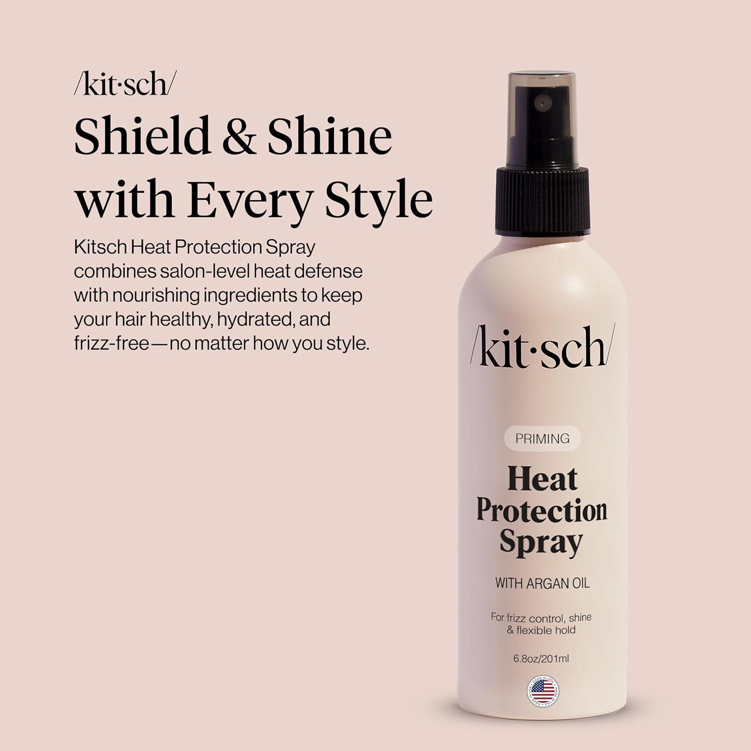 imageKitsch Heat Protection Spray for Hair Heat Protectant for Hair with Argan Oil Styling Hair Spray for Frizz Control Shine ampamp Damage Protection Protects Strands Up to 450F 68oz