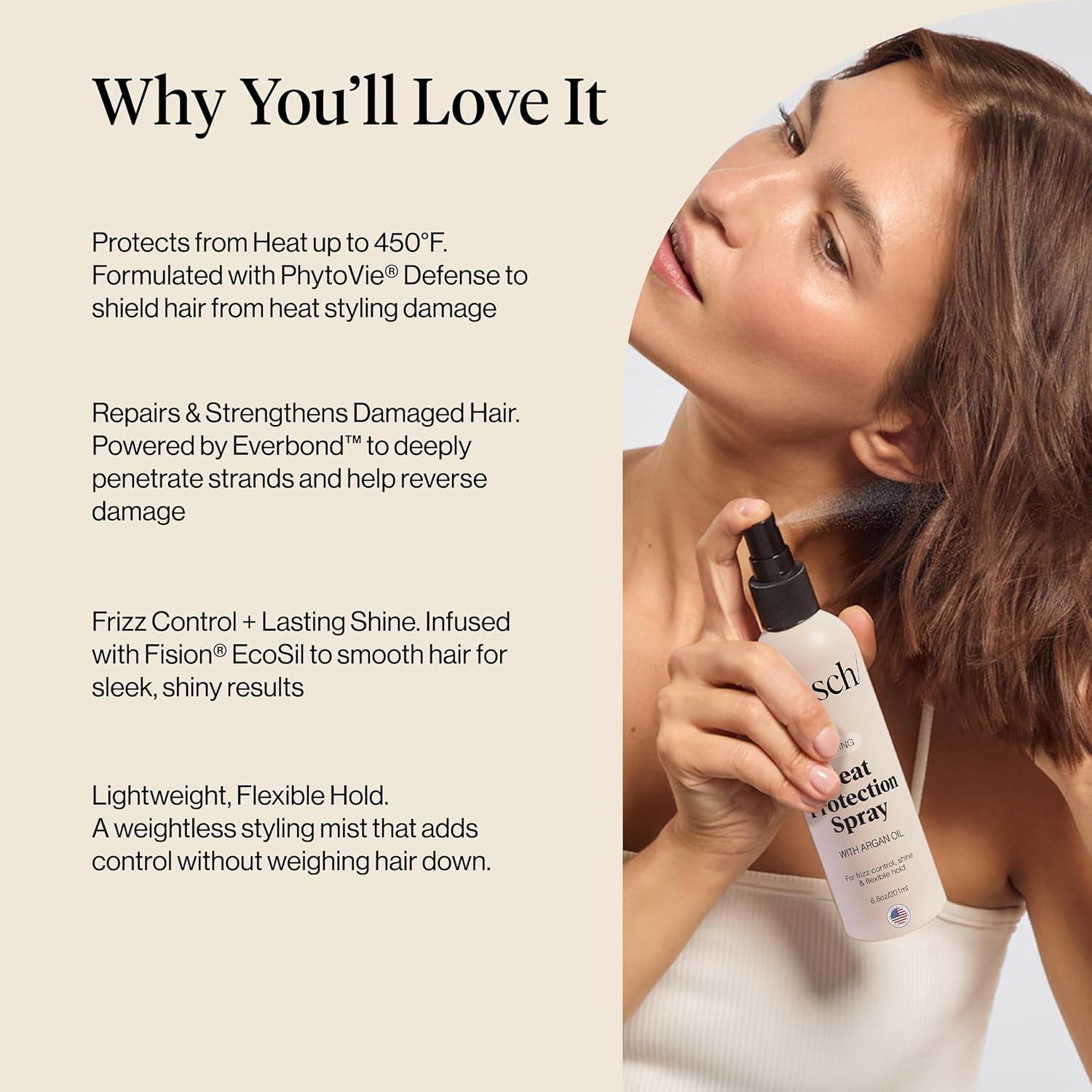 imageKitsch Heat Protection Spray for Hair Heat Protectant for Hair with Argan Oil Styling Hair Spray for Frizz Control Shine ampamp Damage Protection Protects Strands Up to 450F 68oz