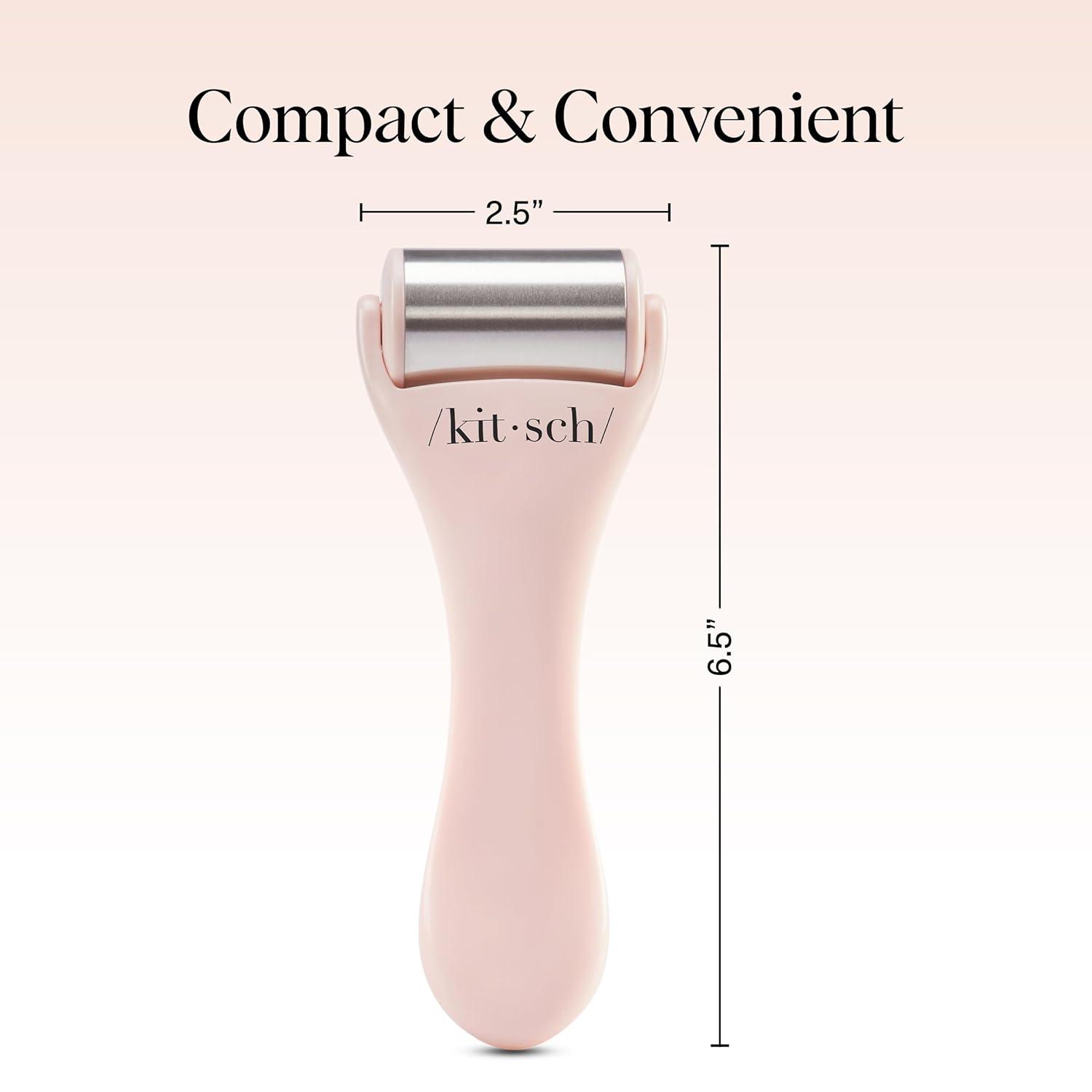 imageKitsch Mini Facial Roller ampamp Ice Face Roller Skin Care Tool Set for Women Face Massager for Puffy Eyes Cold Therapy Lymphatic Drainage Massager Self Care Gifts for Women ampamp Men BlushPink