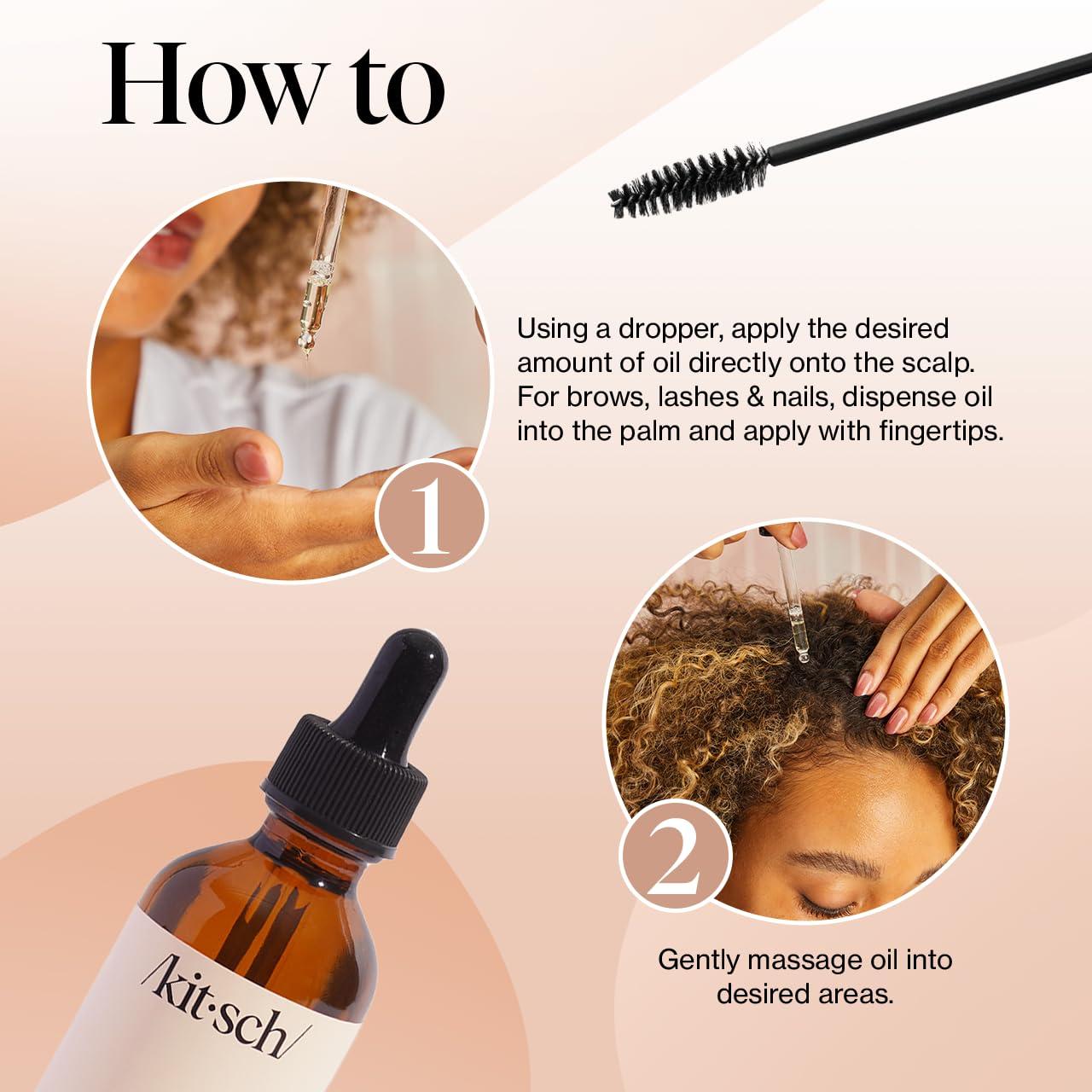 imageKitsch Organic Castor Oil for Hair Growth 100 Pure Castor Oil Organic Cold Pressed Unrefined Glass Bottle for Face Skin Lashes Brows Scalp Nails ampamp Belly Button Hexane Free USDA 2 oz2 Fl Oz Pack of 1