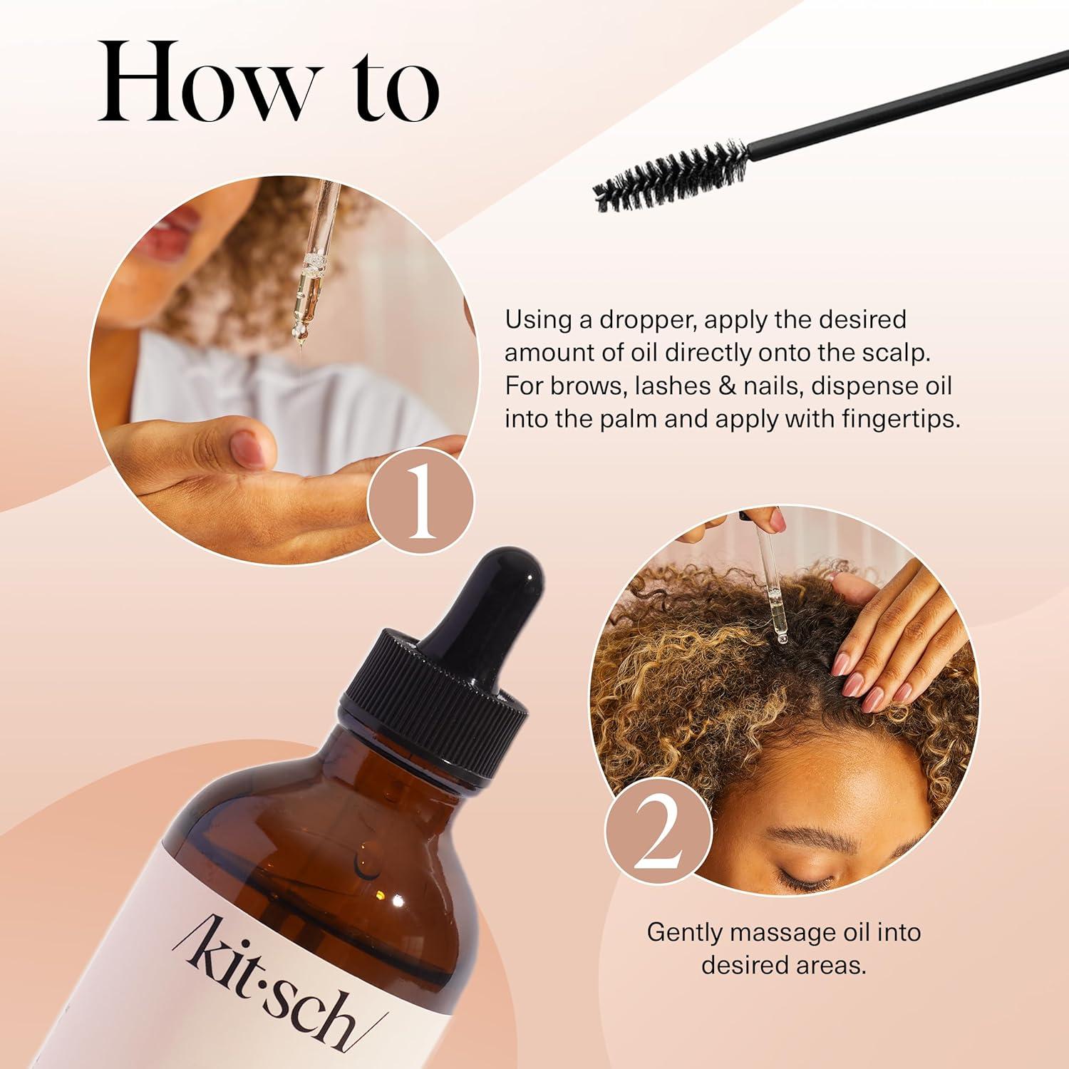 imageKitsch Organic Castor Oil for Hair Growth 100 Pure Castor Oil Organic Cold Pressed Unrefined Glass Bottle for Face Skin Lashes Brows Scalp Nails ampamp Belly Button Hexane Free USDA 2 oz4 Fl Oz Pack of 1