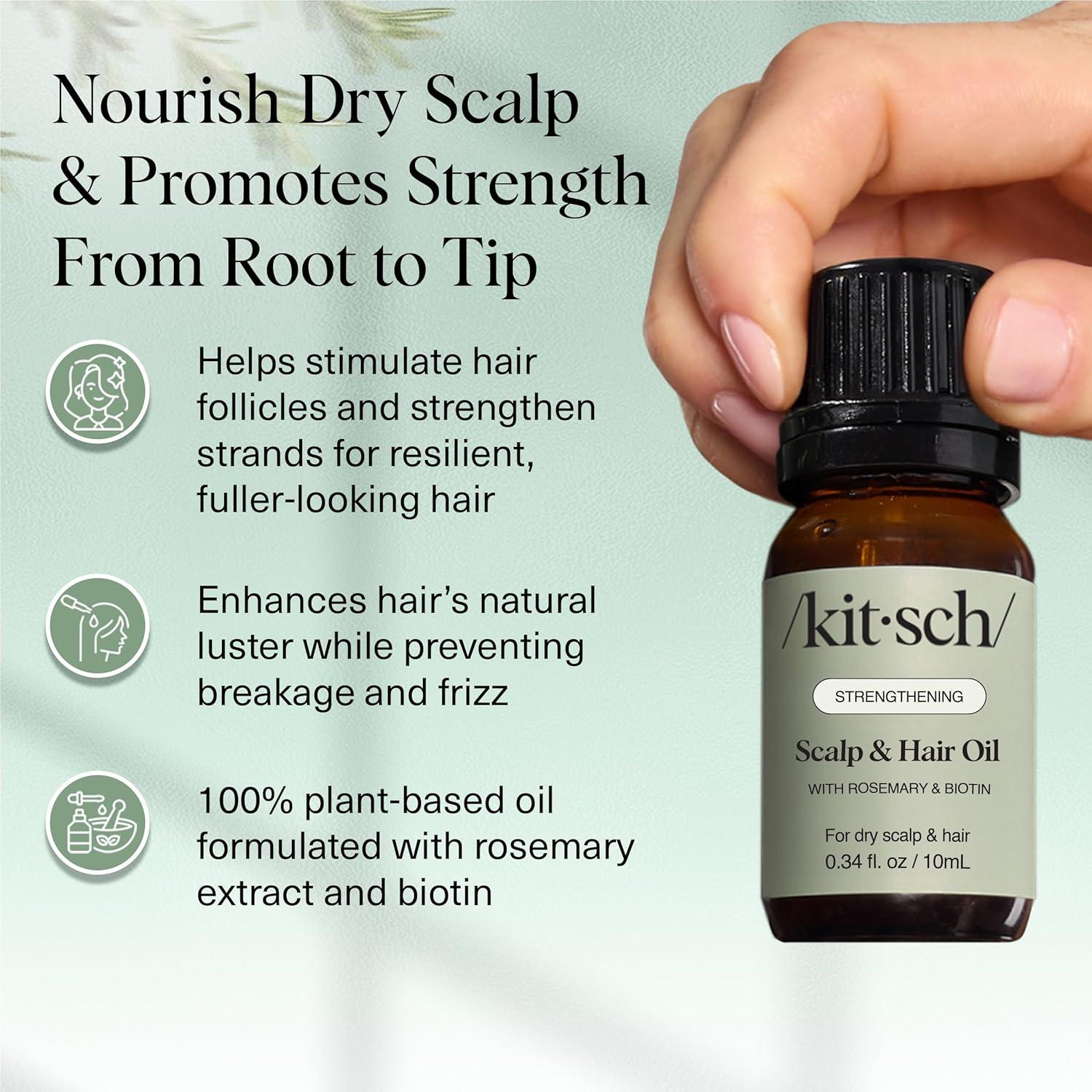 imageKitsch Rosemary Oil for Hair Growth Hair Oil with Biotin Castor ampamp Jojoba PreWash Scalp oil for Hair Care Lavender Scent 10mL034 Fl Oz Pack of 1