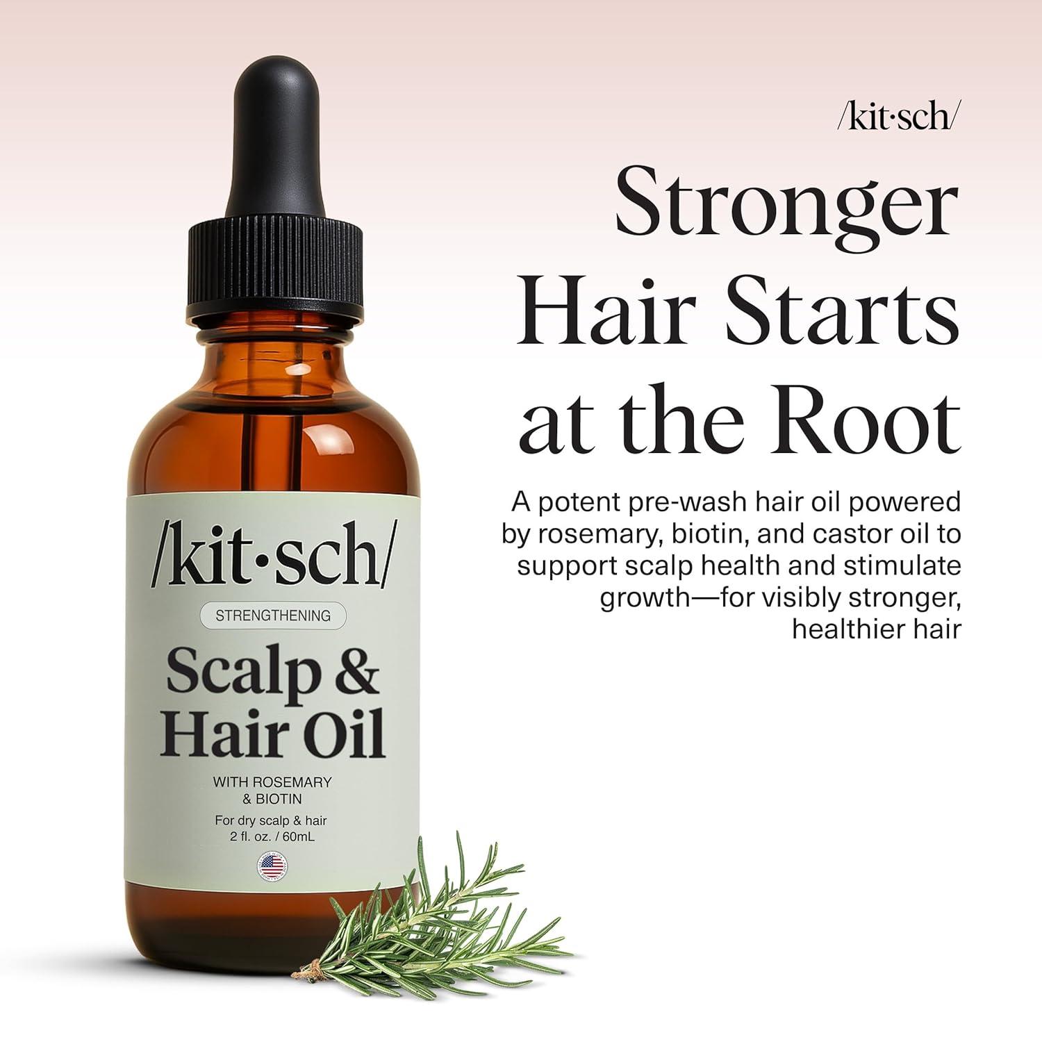 imageKitsch Rosemary Oil for Hair Growth Hair Oil with Biotin Castor ampamp Jojoba PreWash Scalp oil for Hair Care Lavender Scent 10mL2 Fl Oz Pack of 1