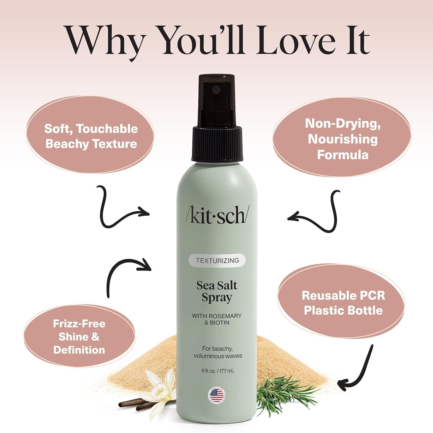 imageKitsch Sea Salt Spray for Men and Women Hair Spray with Rosemary Biotin Magnesium Hair Texturizer for Natural Curls and Beach Waves Ideal Gifts for Women 177 mL