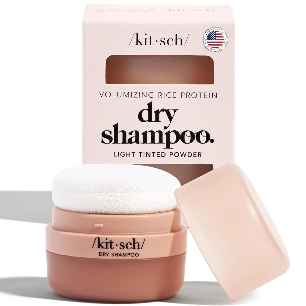 imageKitsch Dry Shampoo for Women Texture Powder for Men For Oily ampamp Light Hair Rice Protein Unscented No White Cast Non Aerosol Organic Paraben ampamp Benzene Free Compact Travel Size 8g