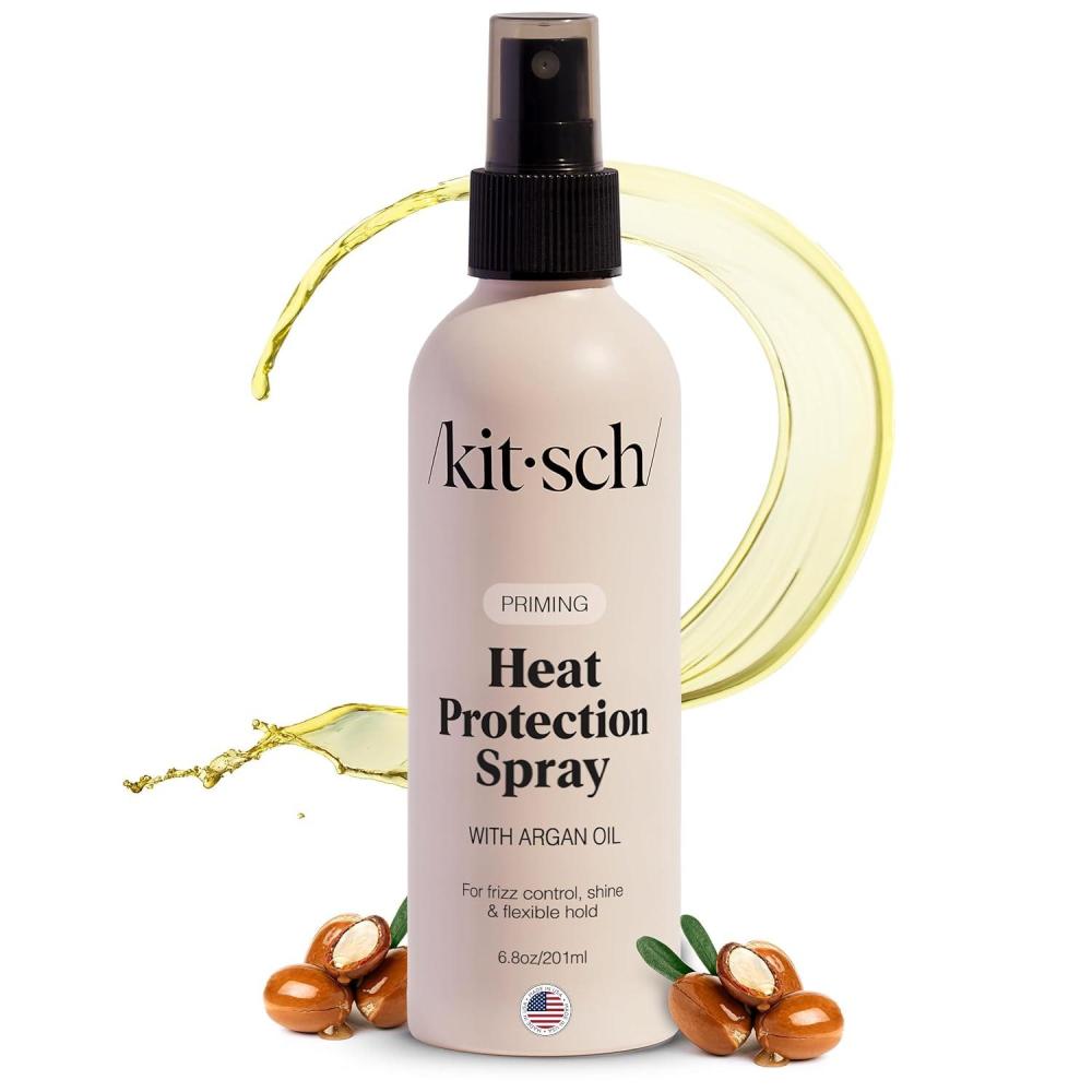 imageKitsch Heat Protection Spray for Hair Heat Protectant for Hair with Argan Oil Styling Hair Spray for Frizz Control Shine ampamp Damage Protection Protects Strands Up to 450F 68oz