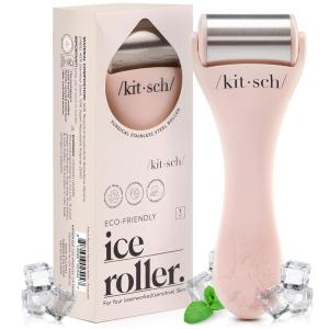 Kitsch Mini Facial Roller & Ice Face Roller Skin Care Tool Set for Women – Face Massager for Puffy Eyes, Cold Therapy, Lymphatic Drainage Massager, Self Care Gifts for Women & Men – Blush(Pink)