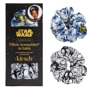 Kitsch Satin Scrunchies for Women – No Crease Hair Ties for Girls | Scrunchies For All Hair Types and Textures, Perfect for Day or Night | Ideal Gifts for Women – Assorted Cherry Blossom, 5pcs(R2-D2 & Stormtrooper)