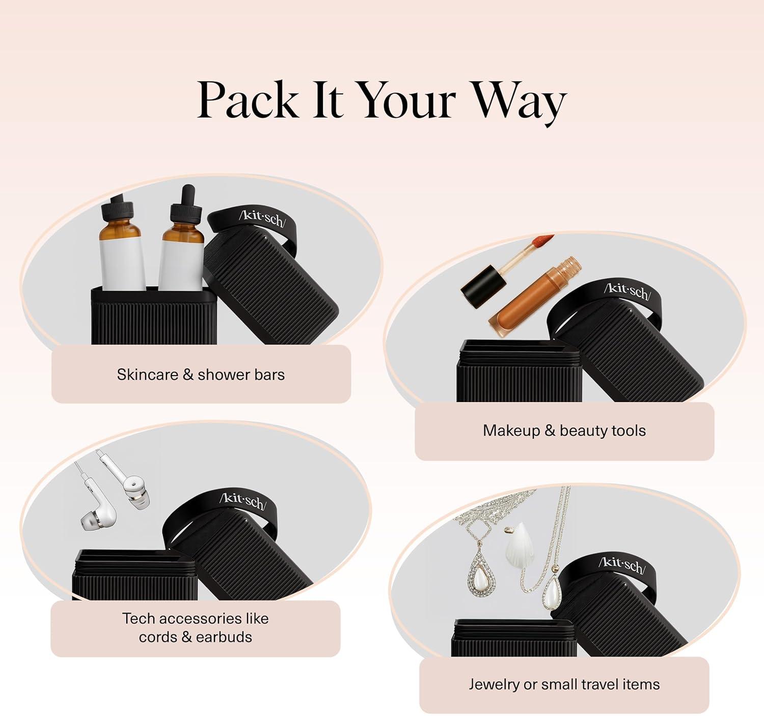 imageKitsch 4Compartment Travel Soap Case Bar Soap Holder ampamp Organizer Travel Case for Bars TSAApproved Lightweight Durable LeakProof Made from Recycled Plastic BlackBlack