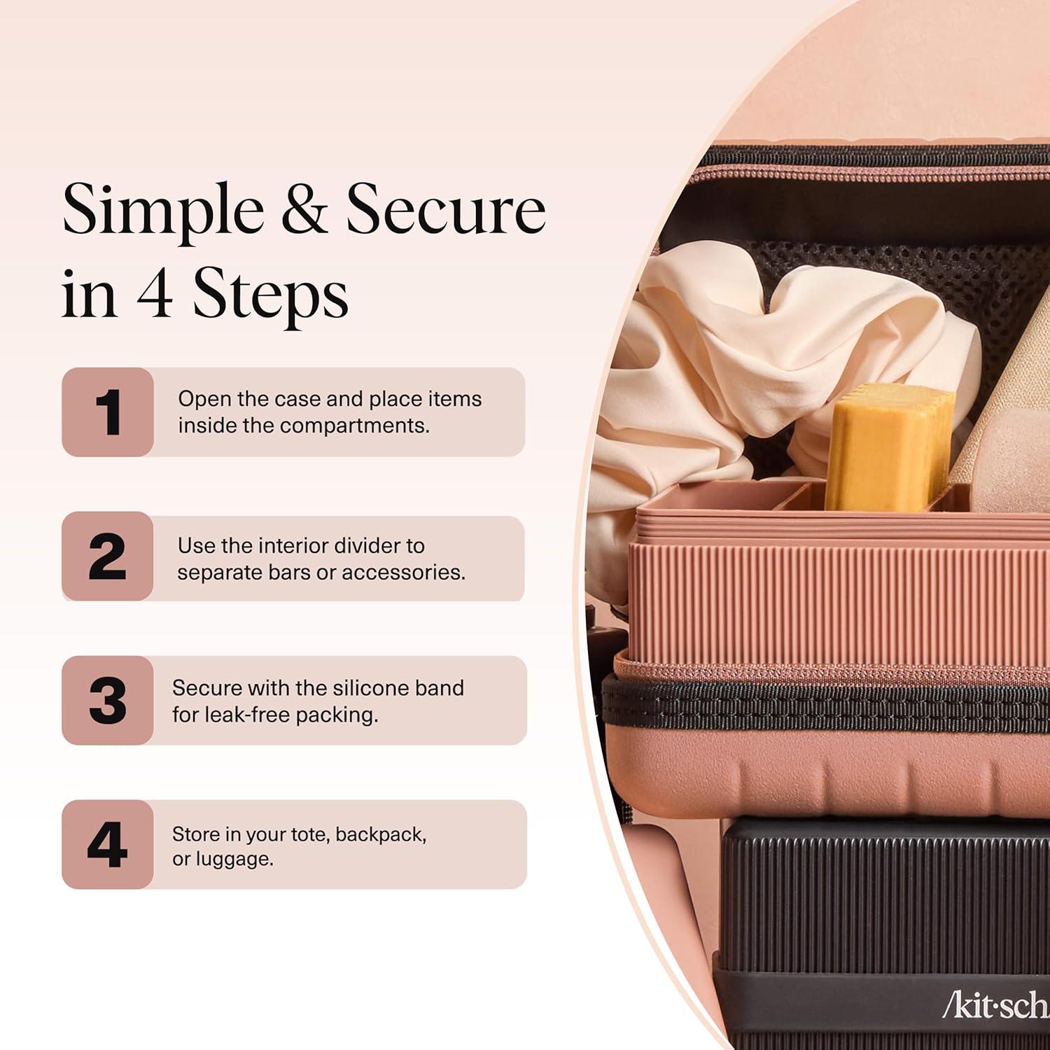 imageKitsch 4Compartment Travel Soap Case Bar Soap Holder ampamp Organizer Travel Case for Bars TSAApproved Lightweight Durable LeakProof Made from Recycled Plastic BlackTerracotta