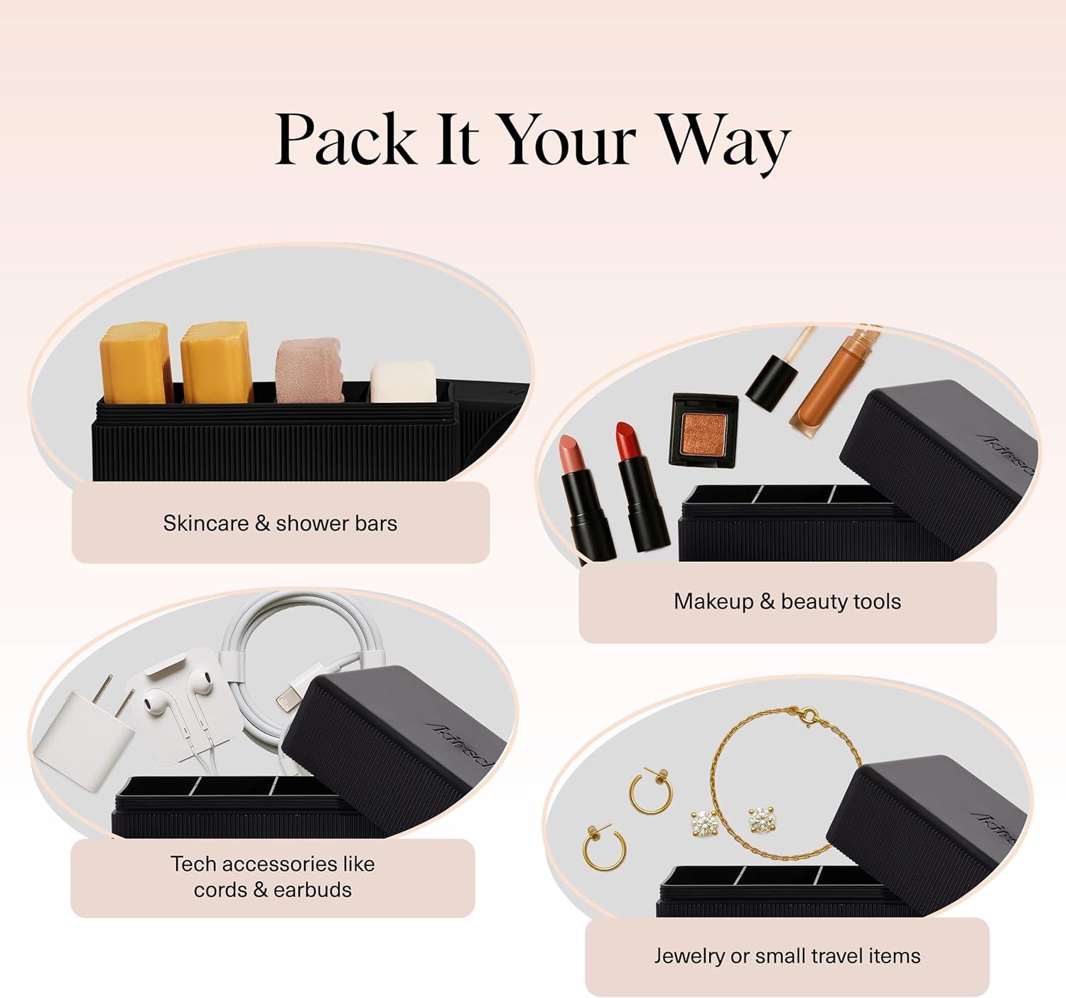 imageKitsch 4Compartment Travel Soap Case Bar Soap Holder ampamp Organizer Travel Case for Bars TSAApproved Lightweight Durable LeakProof Made from Recycled Plastic BlackBlack