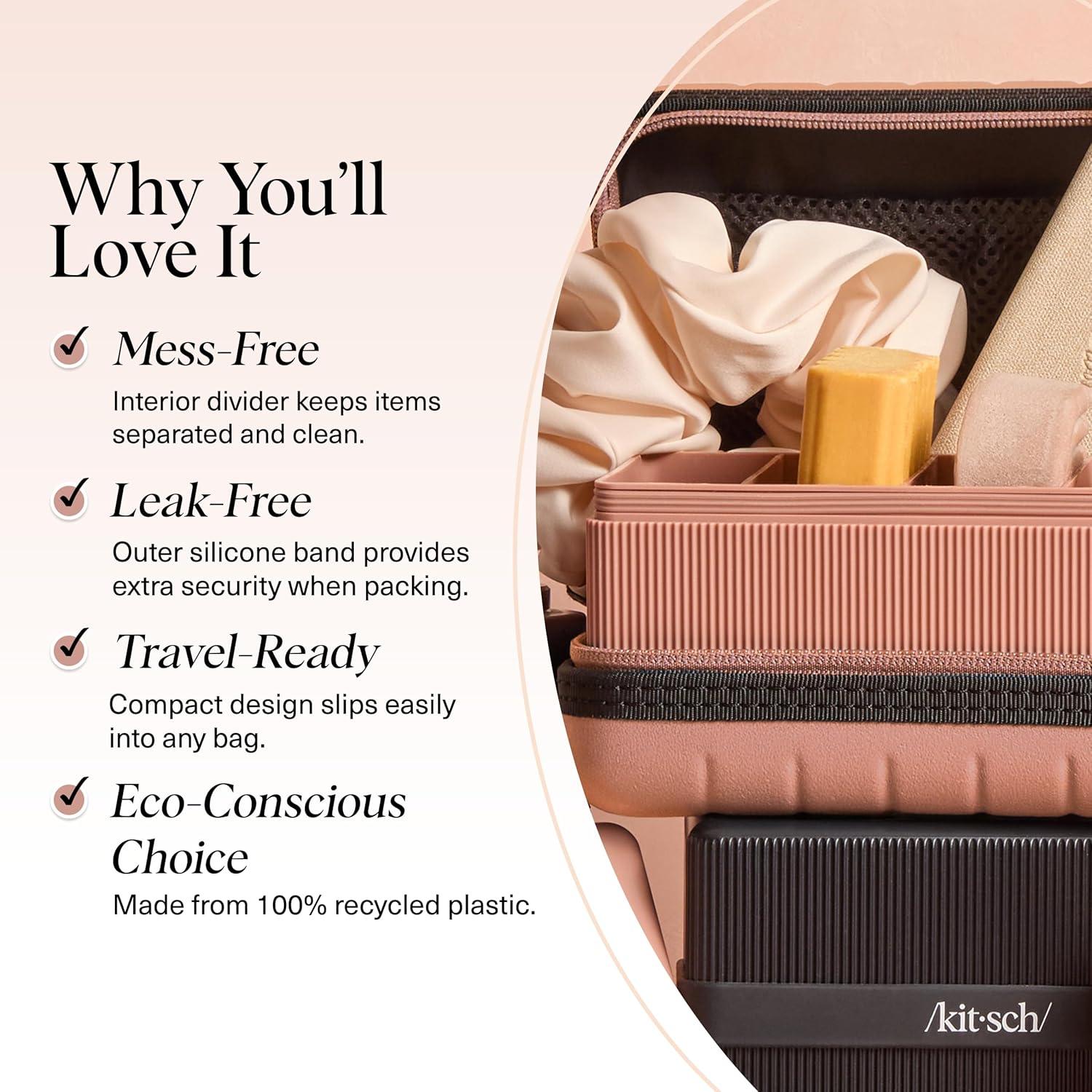 imageKitsch 4Compartment Travel Soap Case Bar Soap Holder ampamp Organizer Travel Case for Bars TSAApproved Lightweight Durable LeakProof Made from Recycled Plastic BlackTerracotta