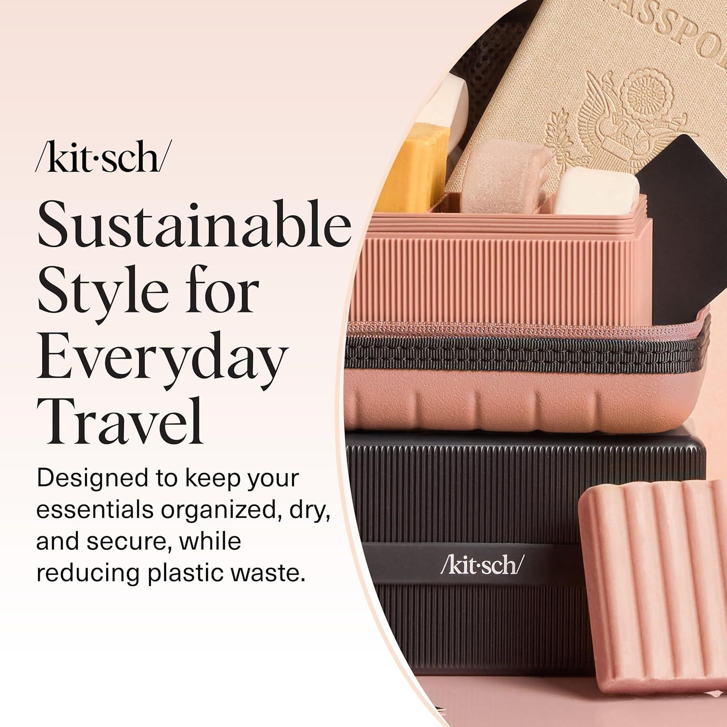 imageKitsch 4Compartment Travel Soap Case Bar Soap Holder ampamp Organizer Travel Case for Bars TSAApproved Lightweight Durable LeakProof Made from Recycled Plastic BlackBlack