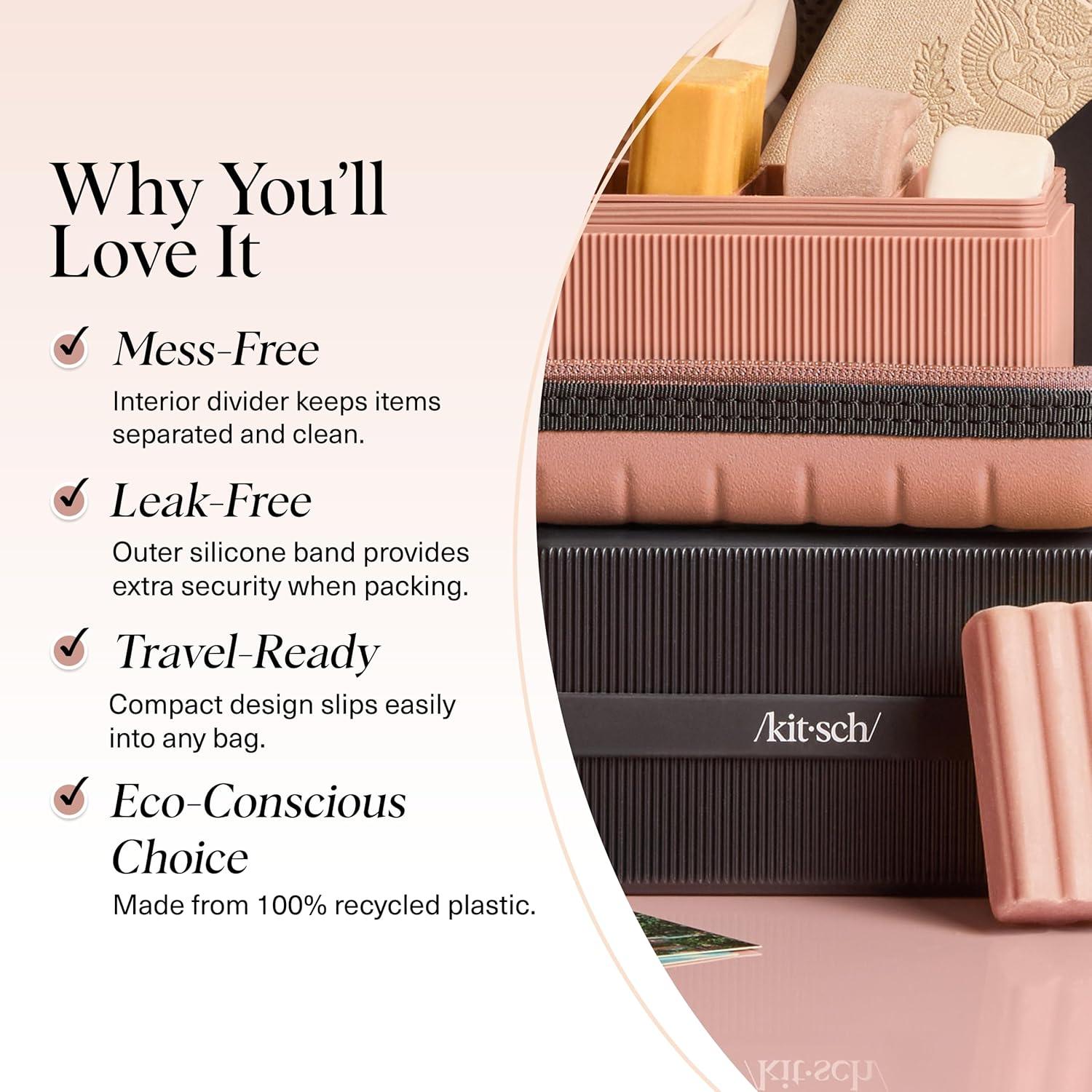 imageKitsch 4Compartment Travel Soap Case Bar Soap Holder ampamp Organizer Travel Case for Bars TSAApproved Lightweight Durable LeakProof Made from Recycled Plastic BlackBlack