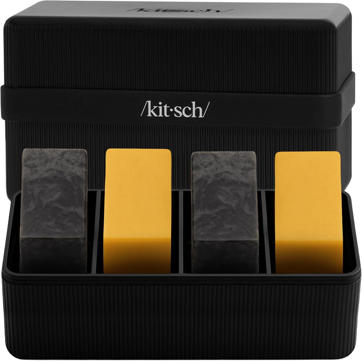 imageKitsch 4Compartment Travel Soap Case Bar Soap Holder ampamp Organizer Travel Case for Bars TSAApproved Lightweight Durable LeakProof Made from Recycled Plastic BlackBlack