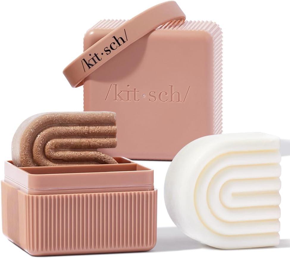 imageKitsch 4Compartment Travel Soap Case Bar Soap Holder ampamp Organizer Travel Case for Bars TSAApproved Lightweight Durable LeakProof Made from Recycled Plastic BlackTerracotta