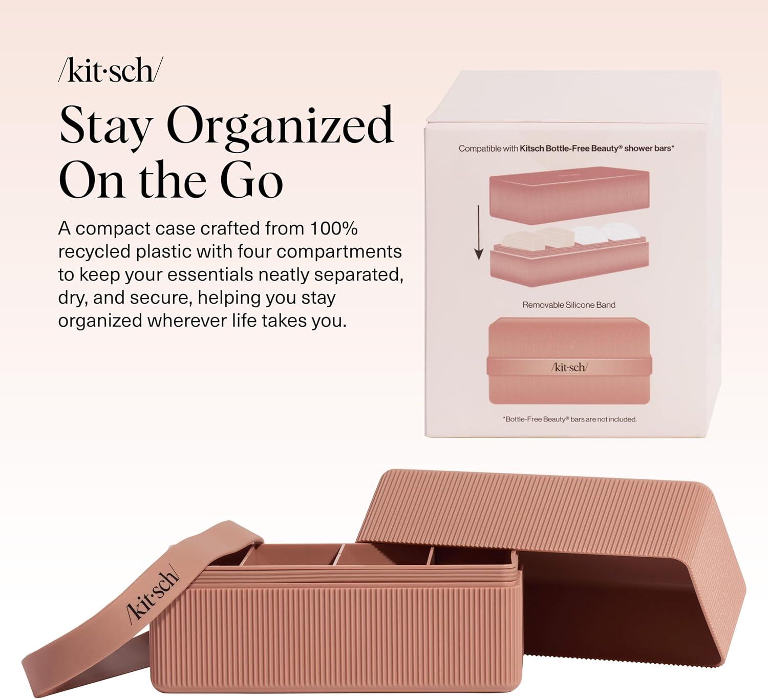 imageKitsch 4Compartment Travel Soap Case Bar Soap Holder ampamp Organizer Travel Case for Bars TSAApproved Lightweight Durable LeakProof Made from Recycled Plastic BlackTerracotta