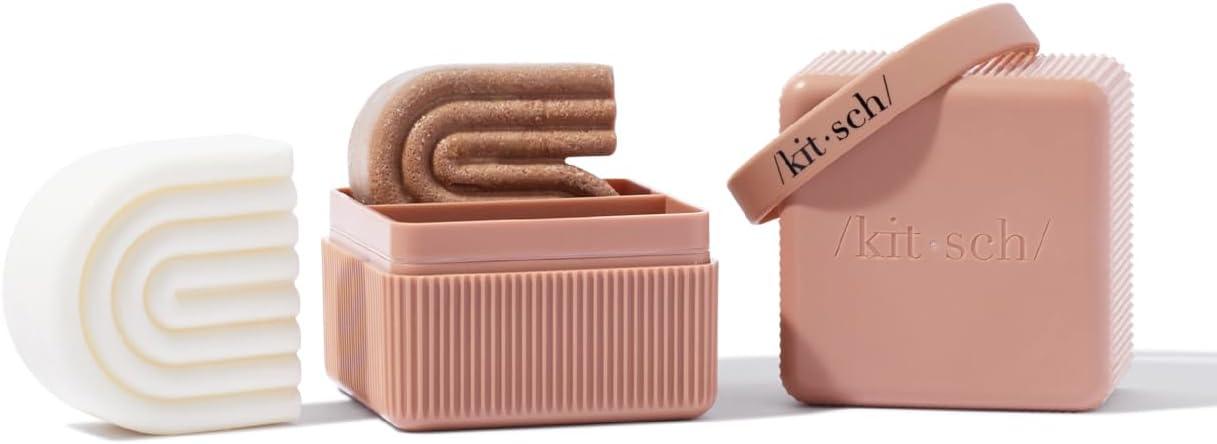 imageKitsch 4Compartment Travel Soap Case Bar Soap Holder ampamp Organizer Travel Case for Bars TSAApproved Lightweight Durable LeakProof Made from Recycled Plastic BlackTerracotta