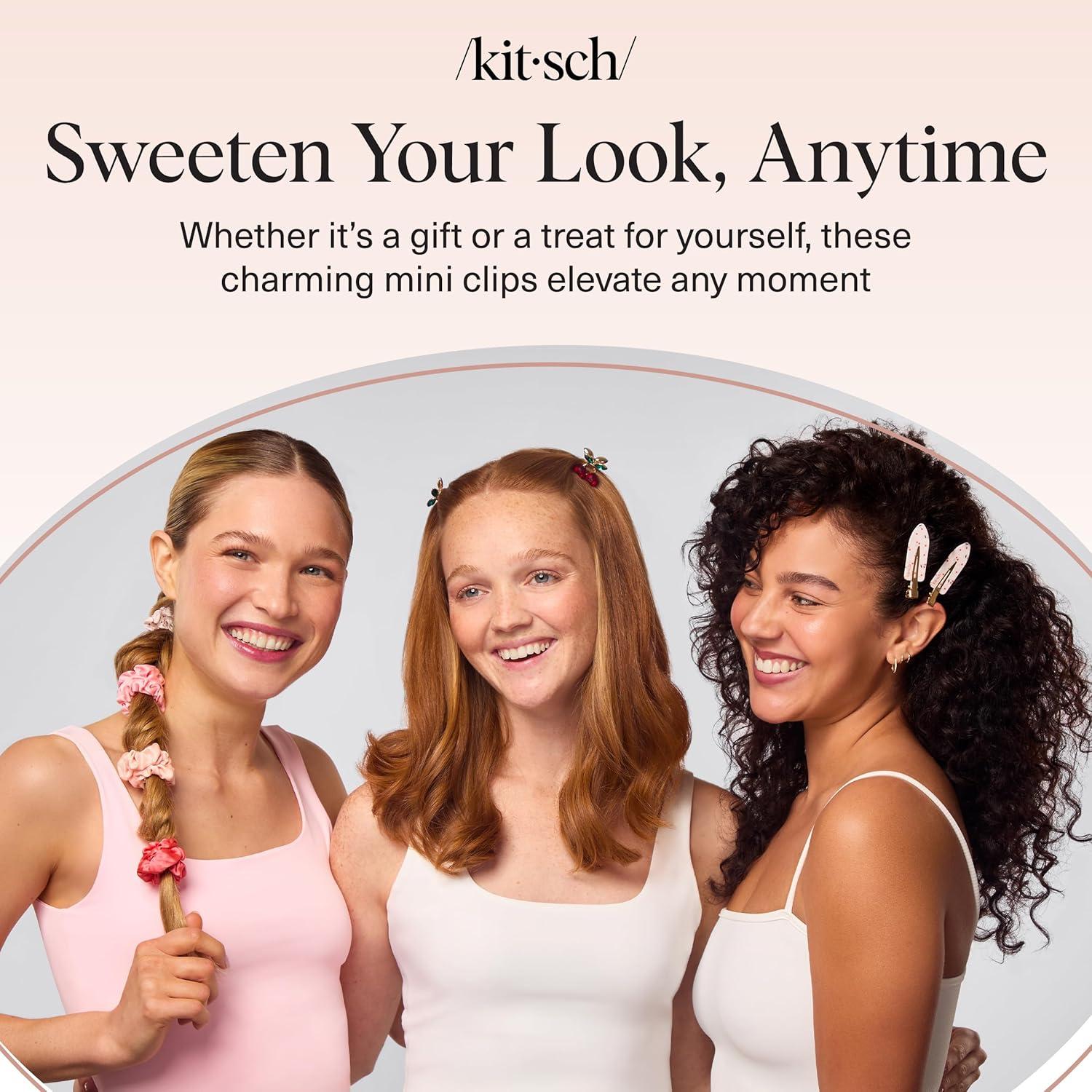 imageKitsch Cherry Small Hair Clips for Women Rhinestones Small Claw Clips Electroplated Metal Springs and AntiRust Finish Strong Hold for Updo and Cute Half Up Styles Ideal Gifts for Women 2pcs