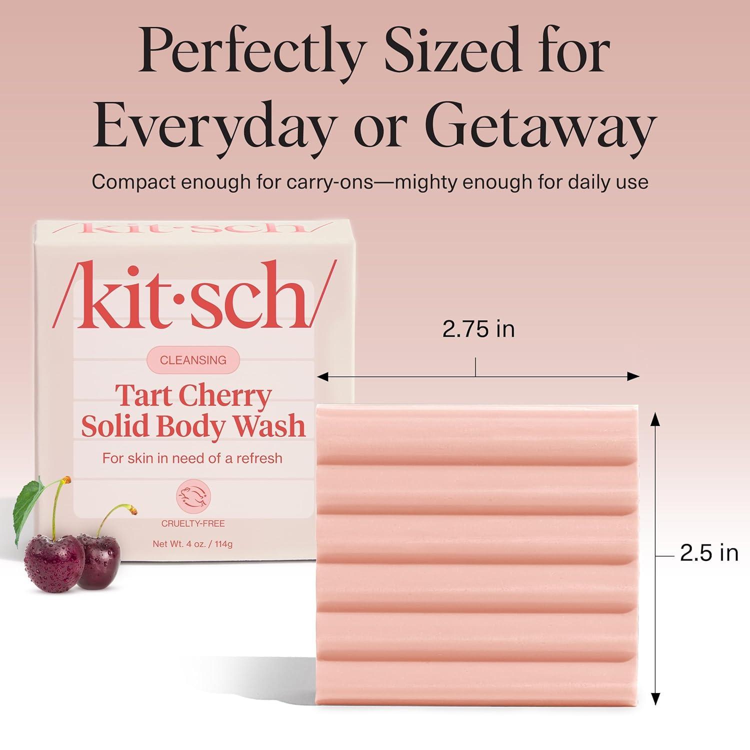 imageKitsch Cleansing Tart Cherry Soap Bar with Refreshing Scent EcoFriendly Body Wash Women Love Cherry Solid Bar Soap for Daily Use Silicone Sulfate and Paraben Free Made in USA 4oz