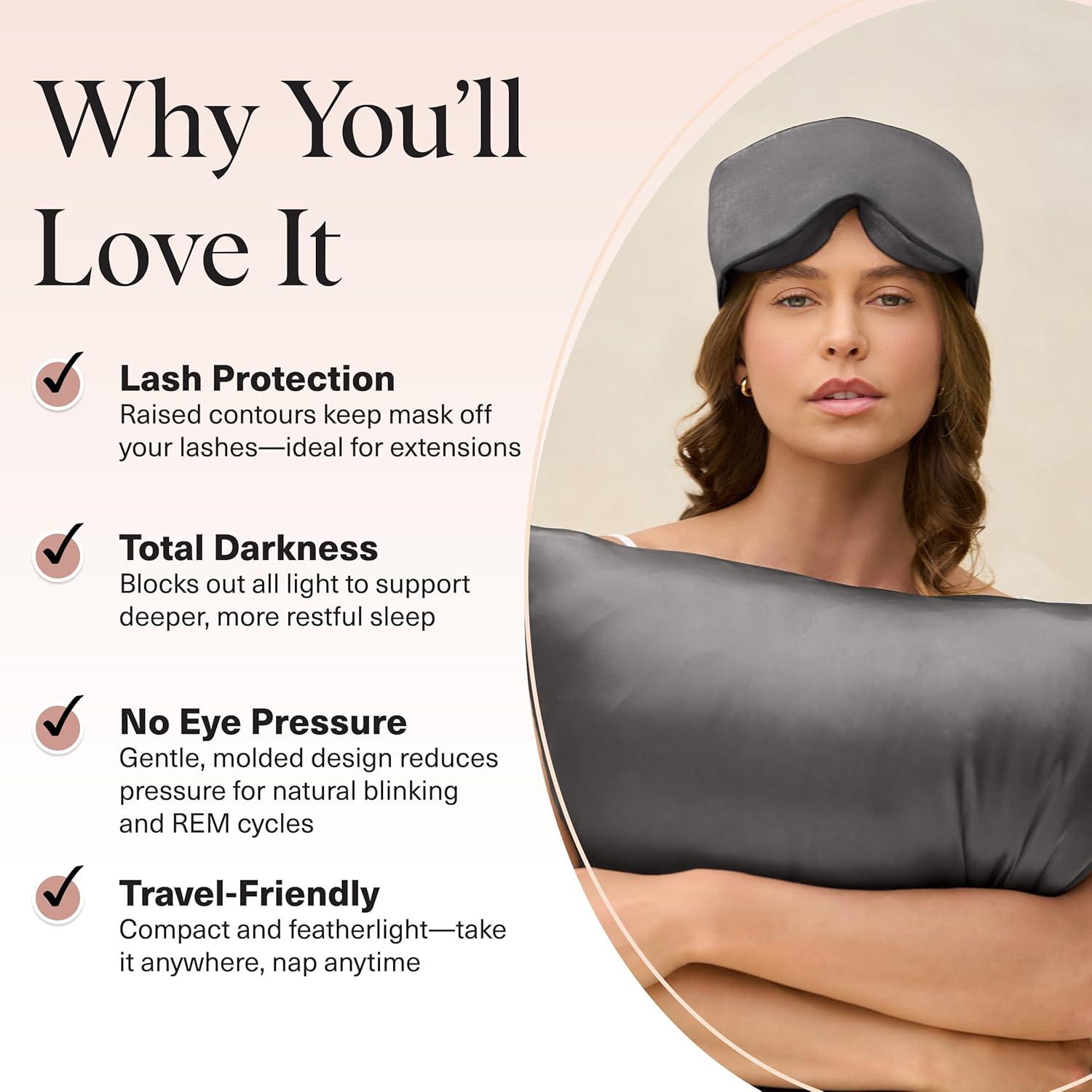 imageKitsch Contour Pillow Eye Mask Softer Than Silk Eye Mask for Sleeping Blindfold Sleep Masks for Women ampamp Men No Eye Pressure Lightweight Eye Care Travel Essentials BlushCharcoal