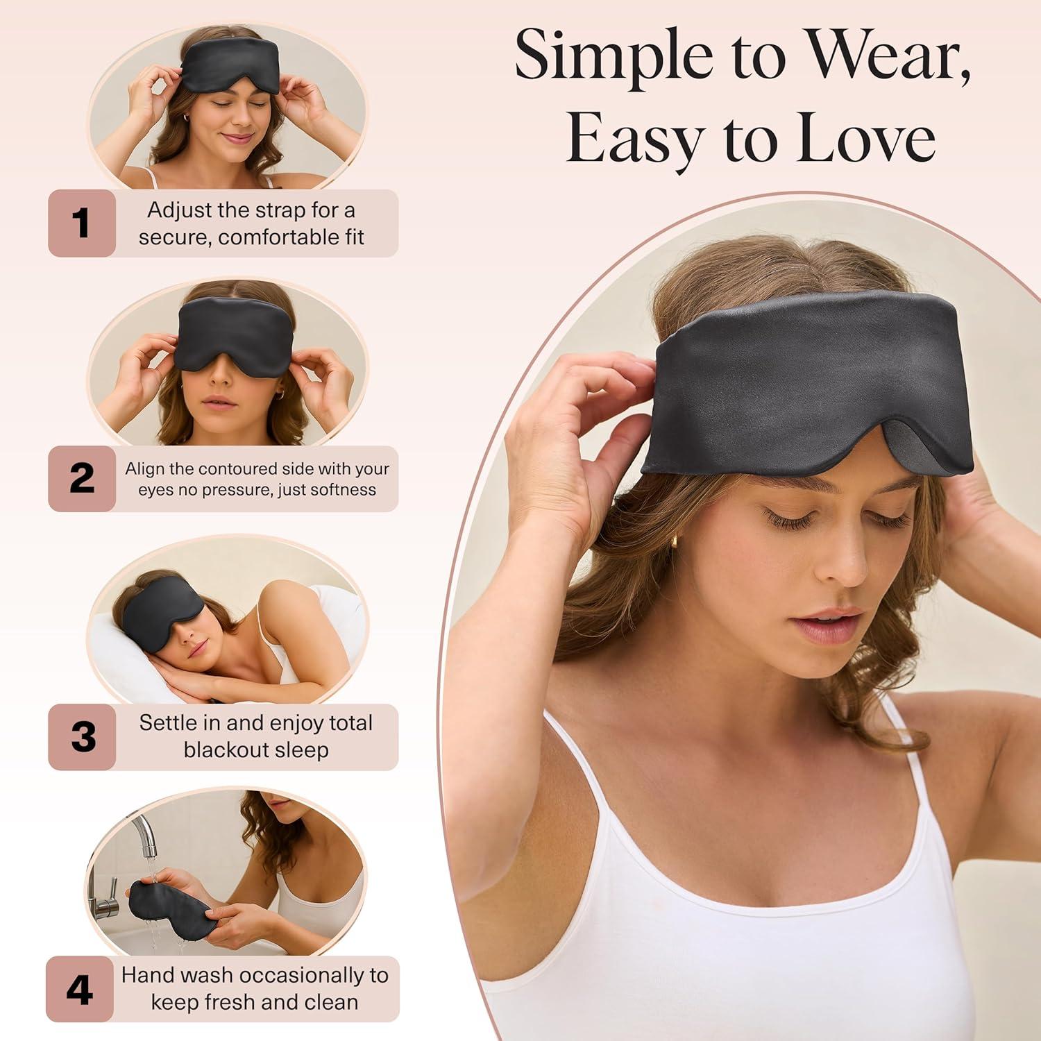 imageKitsch Contour Pillow Eye Mask Softer Than Silk Eye Mask for Sleeping Blindfold Sleep Masks for Women ampamp Men No Eye Pressure Lightweight Eye Care Travel Essentials BlushCharcoal