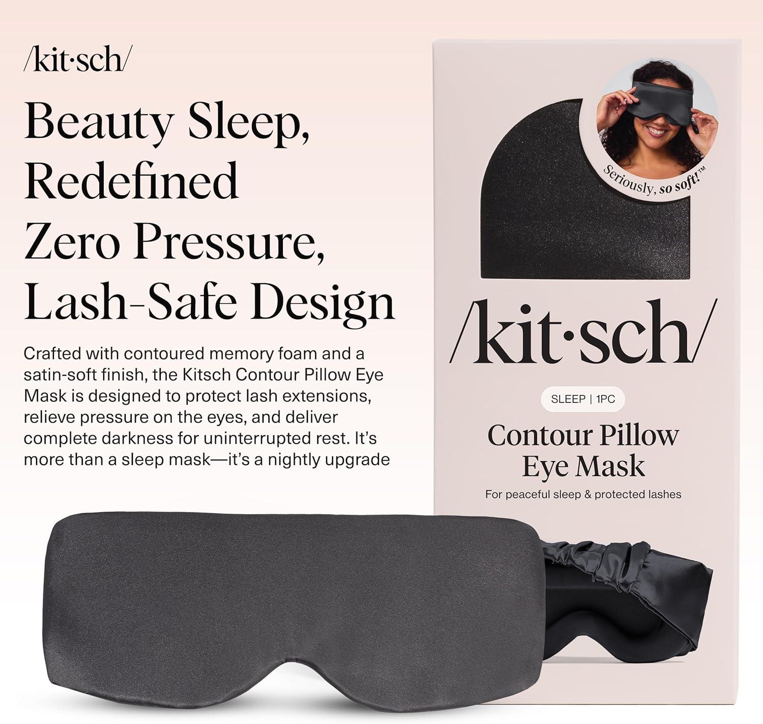 imageKitsch Contour Pillow Eye Mask Softer Than Silk Eye Mask for Sleeping Blindfold Sleep Masks for Women ampamp Men No Eye Pressure Lightweight Eye Care Travel Essentials BlushCharcoal