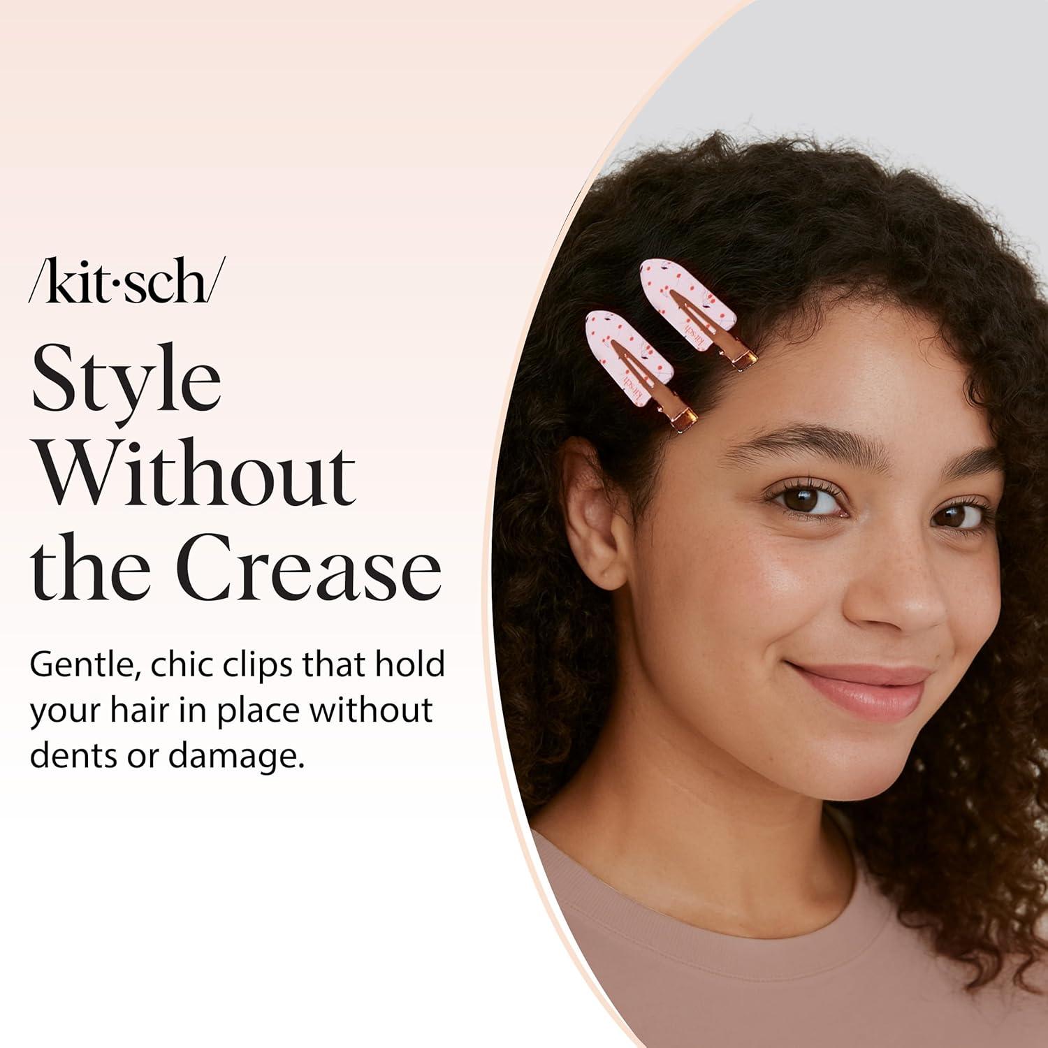 imageKitsch Creaseless Hair Clips for Women No Crease No Bend Hair Clips for Styling Bangs Makeup Application Face Wash Recycled Acrylic Cherry Print Ideal Gifts for Women 4pcsCherry Print